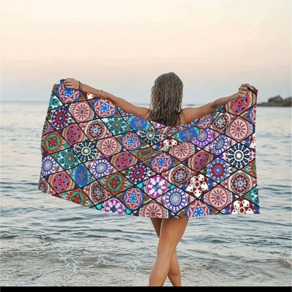 Boho mandala microfiber lightweight moisture wicking towel